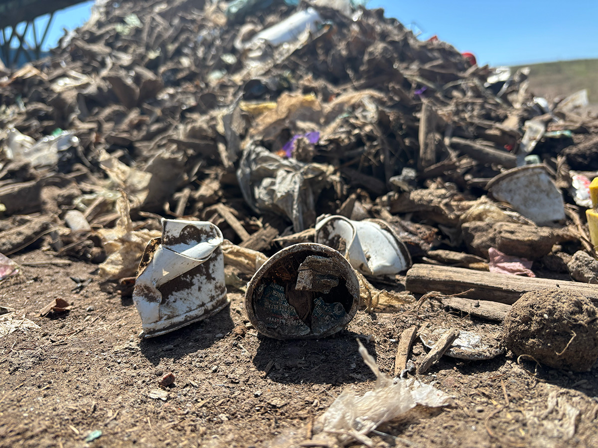 A pile of waste filtered out of the compost stream