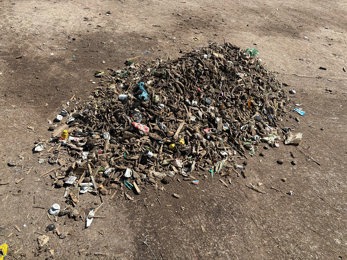 Small pile of waste that was rejected from the recycling stream